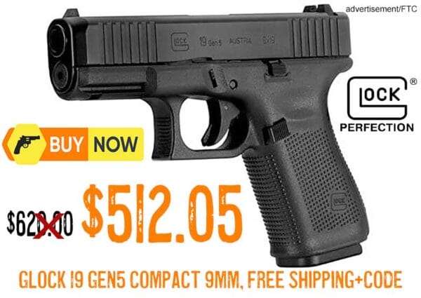 Glock 19 Gen5 Compact 9mm Handgun lowest sale price