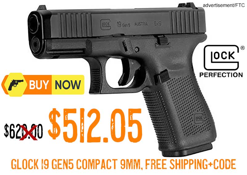 Glock 19 Gen5 Compact 9mm Handgun lowest sale price