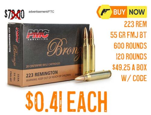 120-Rounds PMC Bronze 223 REM 55 Gr FMJ BT Ammo $0.49 Each FREE S&H Options CODE