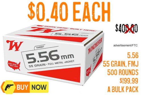 Winchester USA 5.56 Bulk Ammo 55 Grain FMJ Ammo 500rnd Packs $0.40 EA a Round