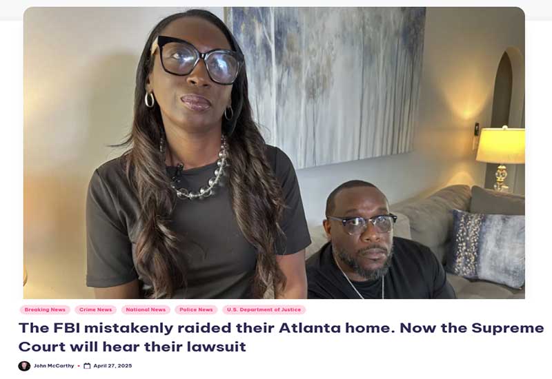 FBI mistakenly raided their Atlanta home Screenshot vifreepress com 6-18-2025