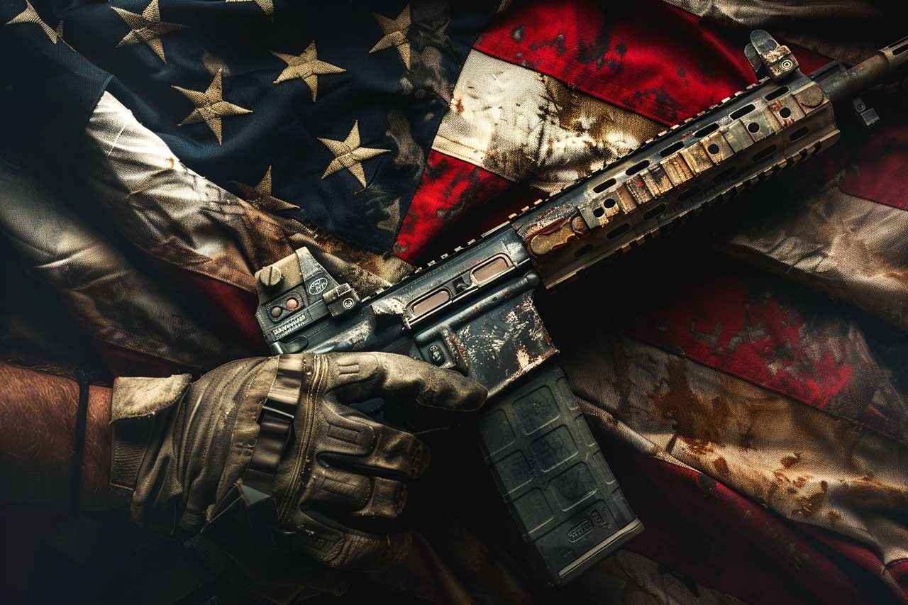 Ar15 msr flag gun_gritty_patriotic_scene_wworn_leather-gloved_midjourney7-2025aa