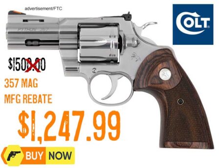 COLT Python 357 Mag 3 Stainless 6rd Revolver sale lowest price nov2025