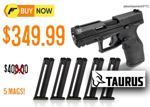 Taurus TX22 T.O.R.O Gen2 five mag pistol lowest price nov2025