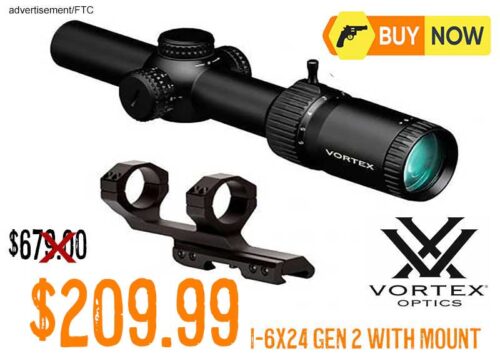 Vortex Strike Eagle 1-6×24 Gen 2 Riflescope & Mount $209.99 67% OFF!