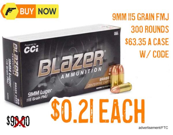 Blazer 9mm 115 Grain FMJ ammunition depot lowest price nov2025