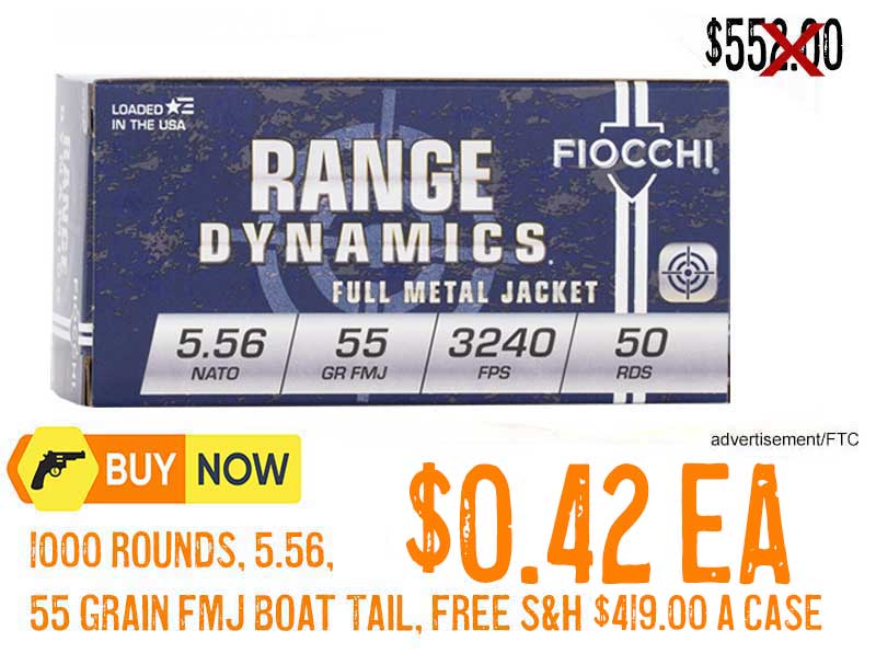 Fiocchi Range Dynamics 5.56x45mm NATO 55 Grain Full Metal Jacket Boat Tail oct2025