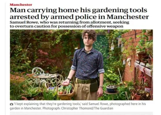 Man carrying home his gardening tools arrested by armed police in Manchester TheGuardian com