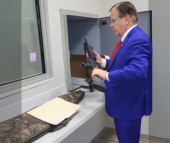 Mark McCloskey Picking up the AR at the police property room. IMG mccloskeyusa X