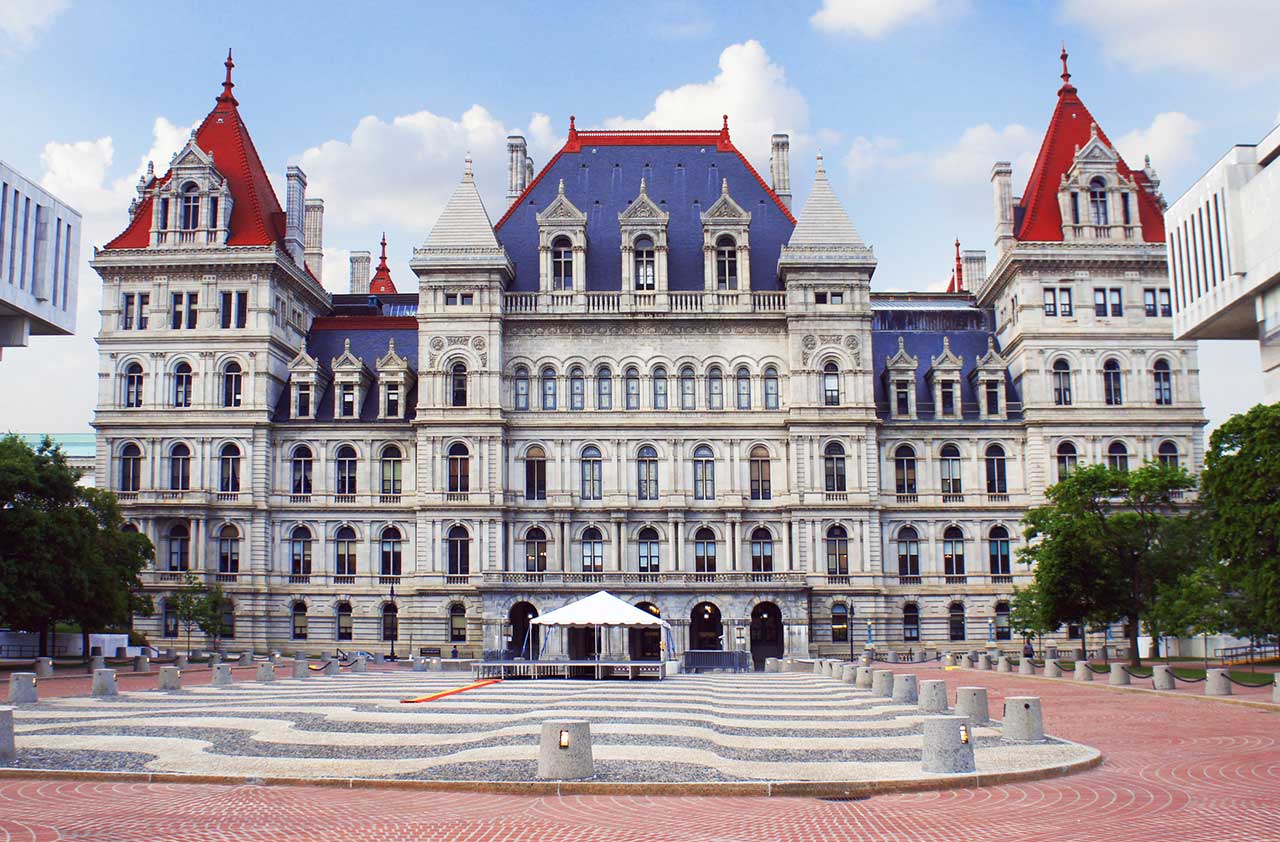 New York State Capitol in Albany stock photo iStock-lavendertime 499099632