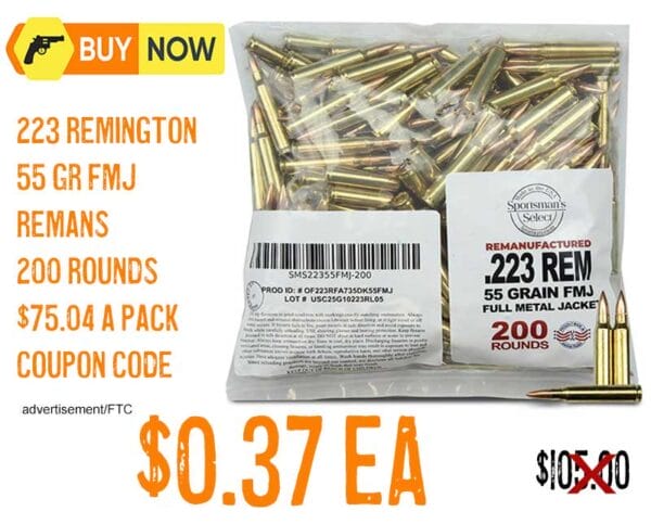 Sportsmans Select Remanufactured 223 Remington 55 Gr FMJ Lowest price