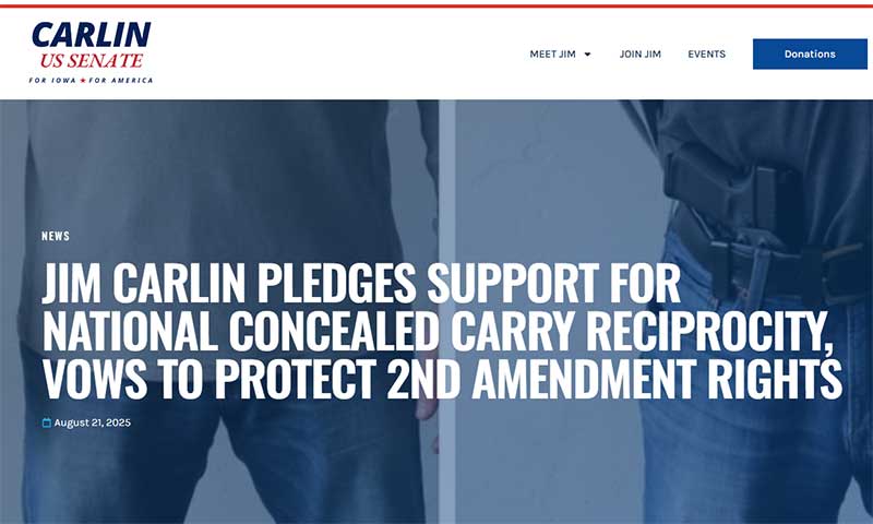 U.S. Senate Candidate Jim Carlin Pledges Support for National Concealed Carry Reciprocity