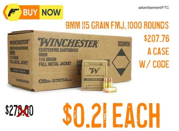 Winchester Target & Practice Service Grade 9mm 115 Grain Fmj lowest price sep2025