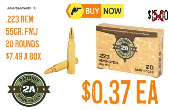 Patriot Sports LLC .223 Remington 55gr FMJ Ammo lowest price