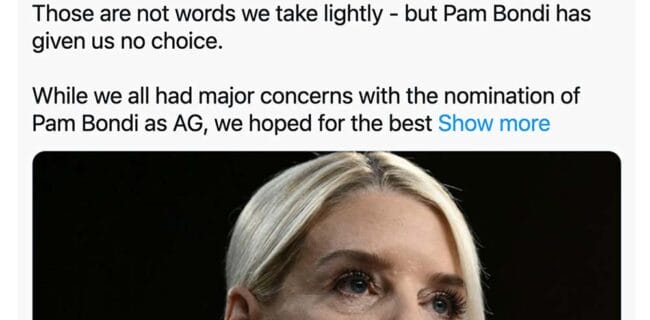 Major Gun Rights Group Calls for Pam Bondi's Immediate Termination as Attorney General