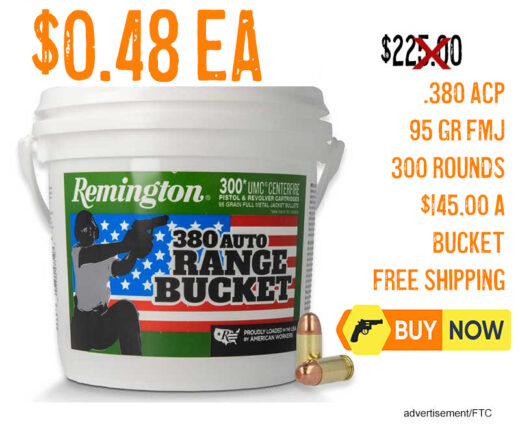 Remington Range Bucket .380 138GR FMJ 300 Rounds lowest price Jan2026