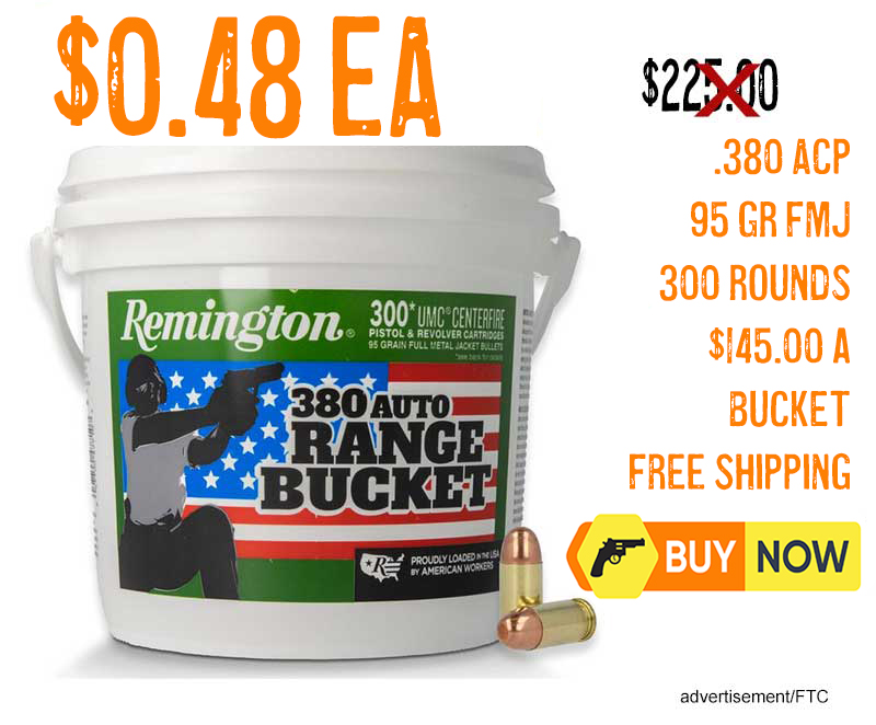 Remington Range Bucket .380 138GR FMJ 300 Rounds lowest price Jan2026
