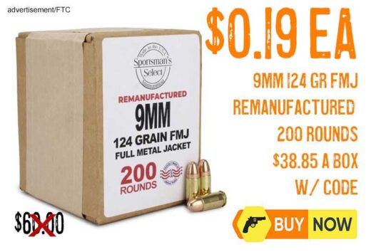 Sportsmans Select Remanufactured 9mm 124 Gr FMJ ammunition lowest price jan2026