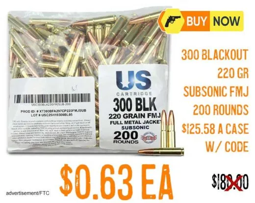US Cartridge 300 Blackout 220-gr Subsonic FMJ Lowest price nov2025update