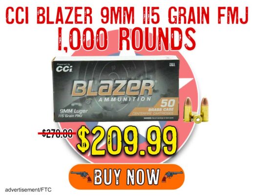 CCI Blazer 9mm 115 Grain FMJ 1,000 Rounds