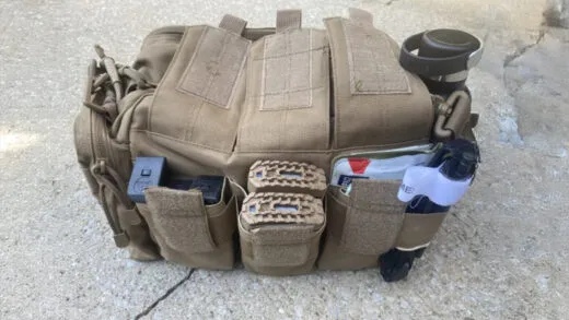 Spare pistol mags (L), two 20-round AR Mags (C), and medical supplies (R). IMG Scott Witner