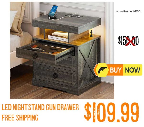 Gurexl Locking LED Nightstand & Gun Drawer lowest price