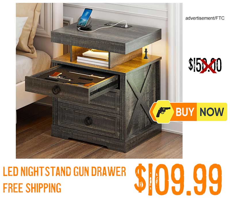 Gurexl Locking LED Nightstand & Gun Drawer lowest price