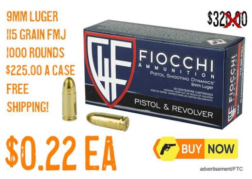 Fiocchi Range Dynamics 9mm Luger 115 Grain Full Metal Jacket lowest price jan2026