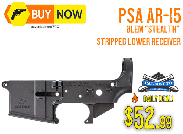 PSA AR-15 "Stealth" Stripped Lower Receiver BLEM – $52.99