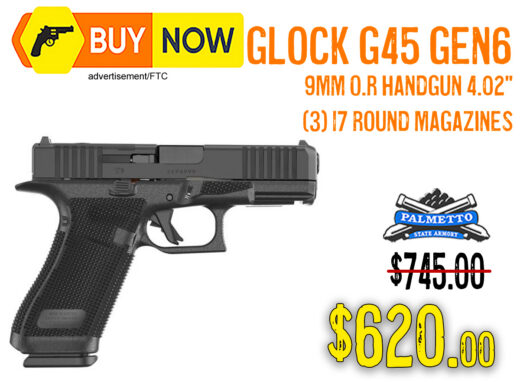 NEW Glock G45 Gen 6 9mm O.R. Pistol &acirc; $620