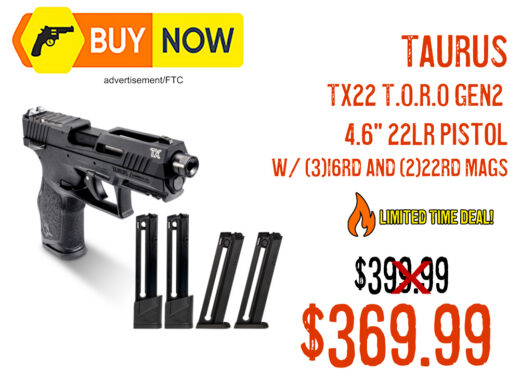 Taurus TX22 T.O.R.O Gen2 .22LR Pistol w/ 5 Magazines &acirc; $369.99
