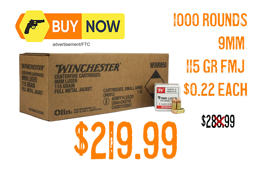 Winchester Target & Practice 9mm 115gr FMJ 1,000 Rounds - $219.99