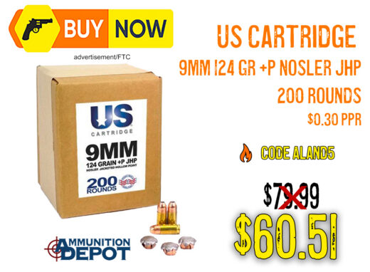 US Cartridge 9mm 124 Gr +P Nosler JHP 200 Rounds - $60.51