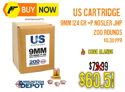 US Cartridge 9mm 124 Gr +P Nosler JHP 200 Rounds - $60.51