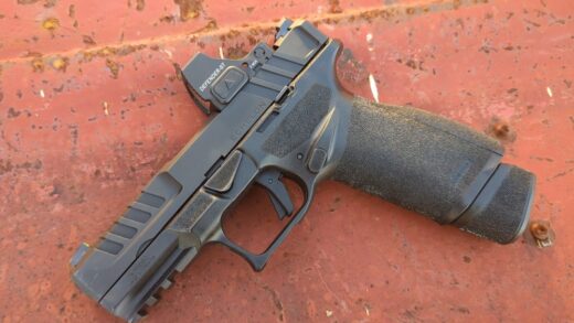 A compact slide with a full-sized grip creates an interesting crossover.