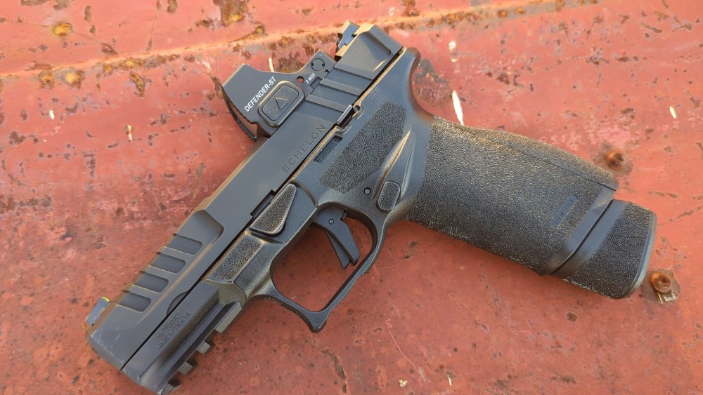 A compact slide with a full-sized grip creates an interesting crossover.