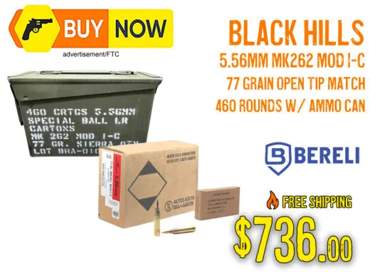 Black Hills MK262 Mod 1-C 77gr OTM &acirc; $736 w/ Free Shipping