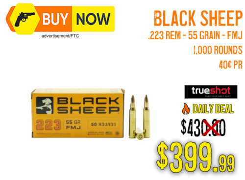 Black Sheep .223 Rem 55 Grain FMJ 1,000 Rounds – $399.99