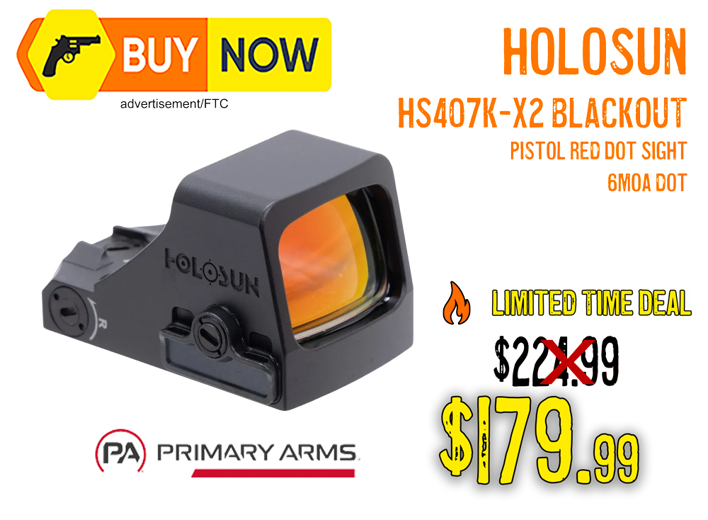 Holosun HS407K-X2 Blackout 6 MOA Red Dot — $179.99