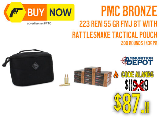 PMC Bronze .223 Rem 55gr FMJ-BT + Rattlesnake Tactical Pouch (200 Rounds) &acirc; $87.11 w/ Code ALand5