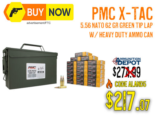 PMC X-TAC 5.56 NATO 62gr Green Tip 420 Rounds & Ammo Can &acirc; $217.07 w/ CODE