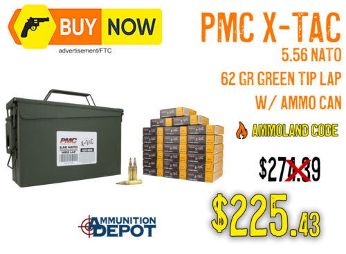 PMC X-TAC 5.56 NATO 62gr Green Tip 420 Rounds & Ammo Can — $225.43 w/ CODE