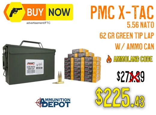 PMC X-TAC 5.56 NATO 62gr Green Tip 420 Rounds & Ammo Can &acirc; $225.43 w/ CODE