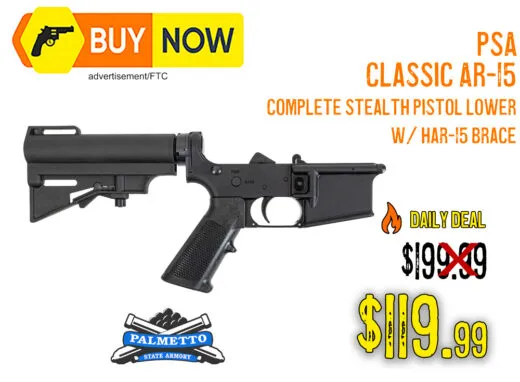 PSA Classic AR-15 Complete Stealth Pistol Lower w/ HAR-15 Brace &acirc; $119.99