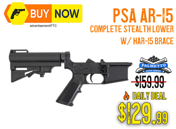 PSA Classic AR-15 Complete Stealth Pistol Lower w/ HAR-15 Brace – $129.99