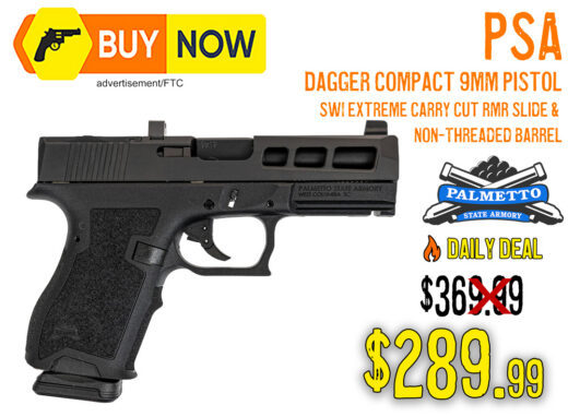 PSA Dagger Compact 9mm Pistol w/ SW1 Extreme Carry Cut RMR Slide & Non-Threaded Barrel &acirc; $289.99