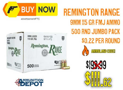 Remington Range 9mm 115gr FMJ Jumbo Pack &acirc; $111.62 w/ Code