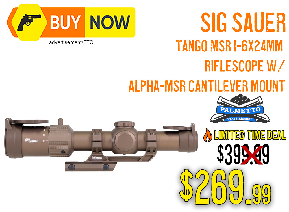 SIG Sauer Tango MSR 1-6x24mm Riflescope – $269.99 (33% Off)