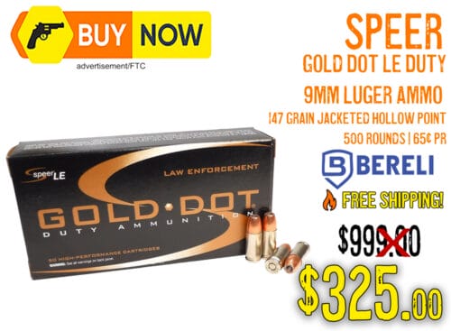 Speer Gold Dot LE Duty 9mm 147gr JHP – $325 w/ Free Shipping