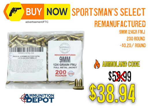 Sportsman&acirc;s Select Reman Subsonic 9mm 124gr FMJ &acirc; $38.94 w/ CODE (35% OFF)